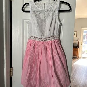 Lilly Pulitzer White Eyelet and Pink Striped Dress